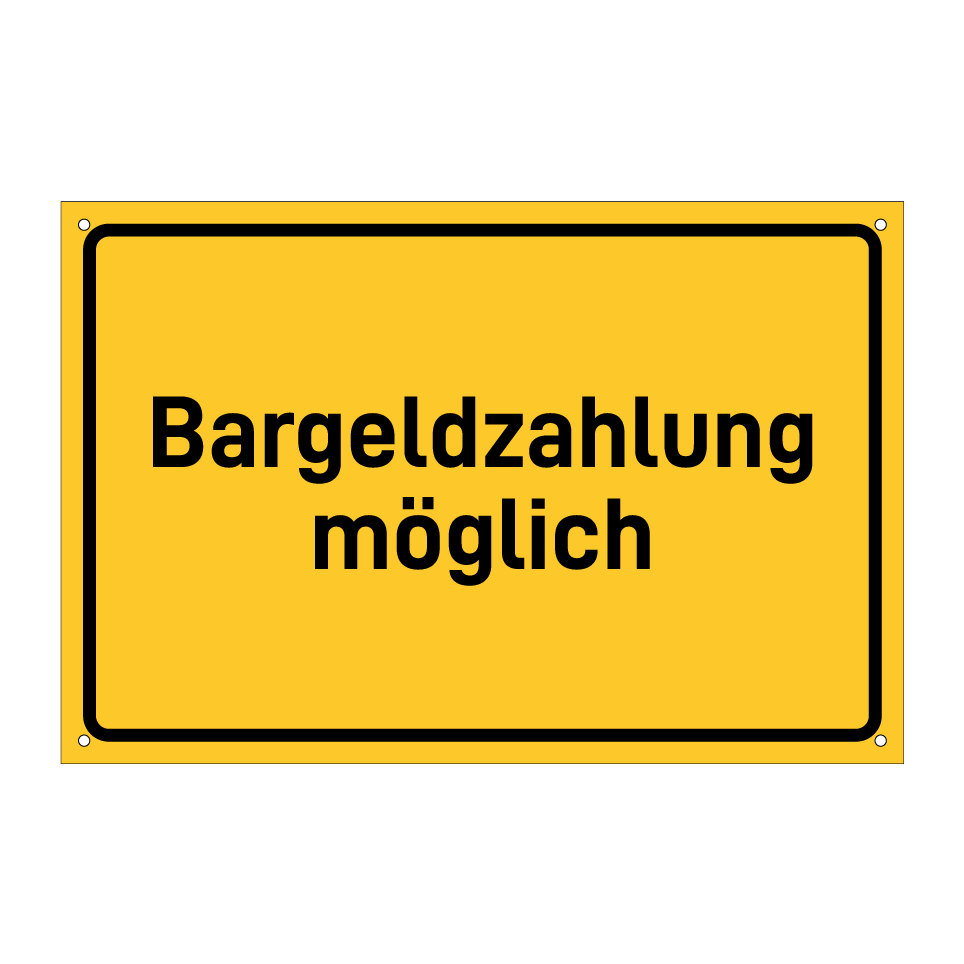 Bargeldzahlung möglich