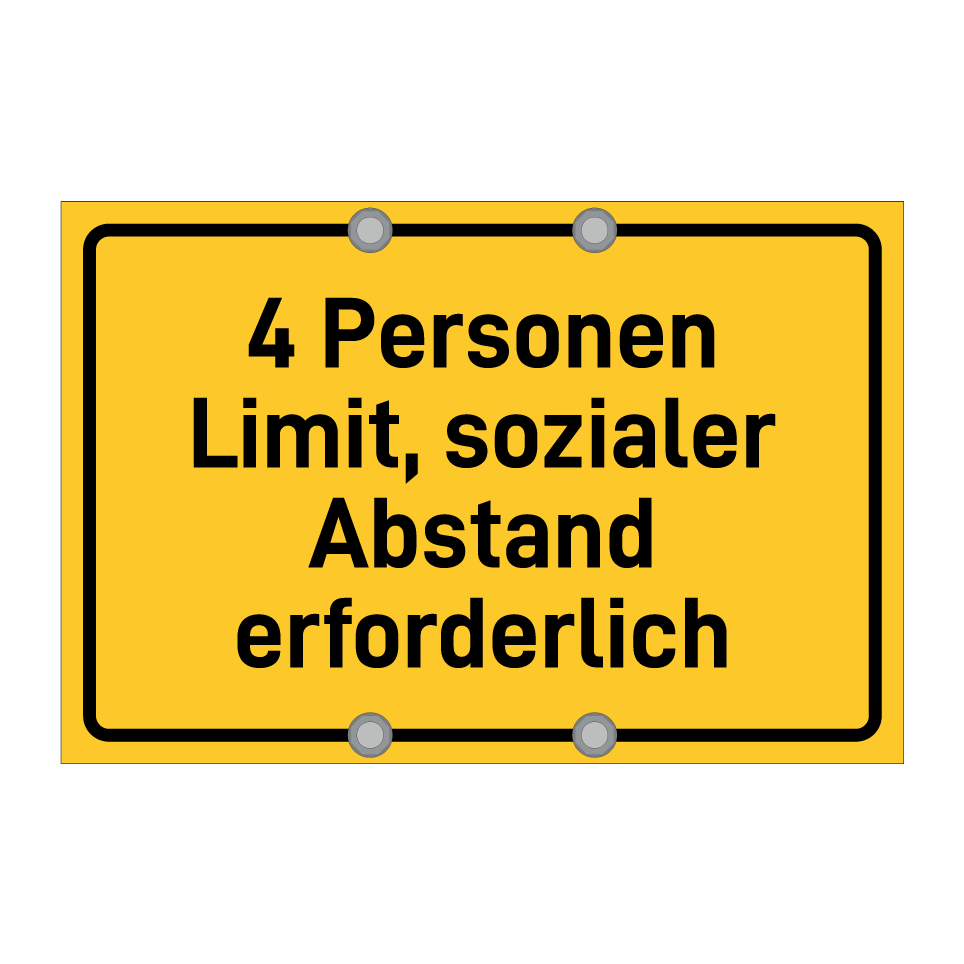 4 Personen Limit, sozialer Abstand erforderlich
