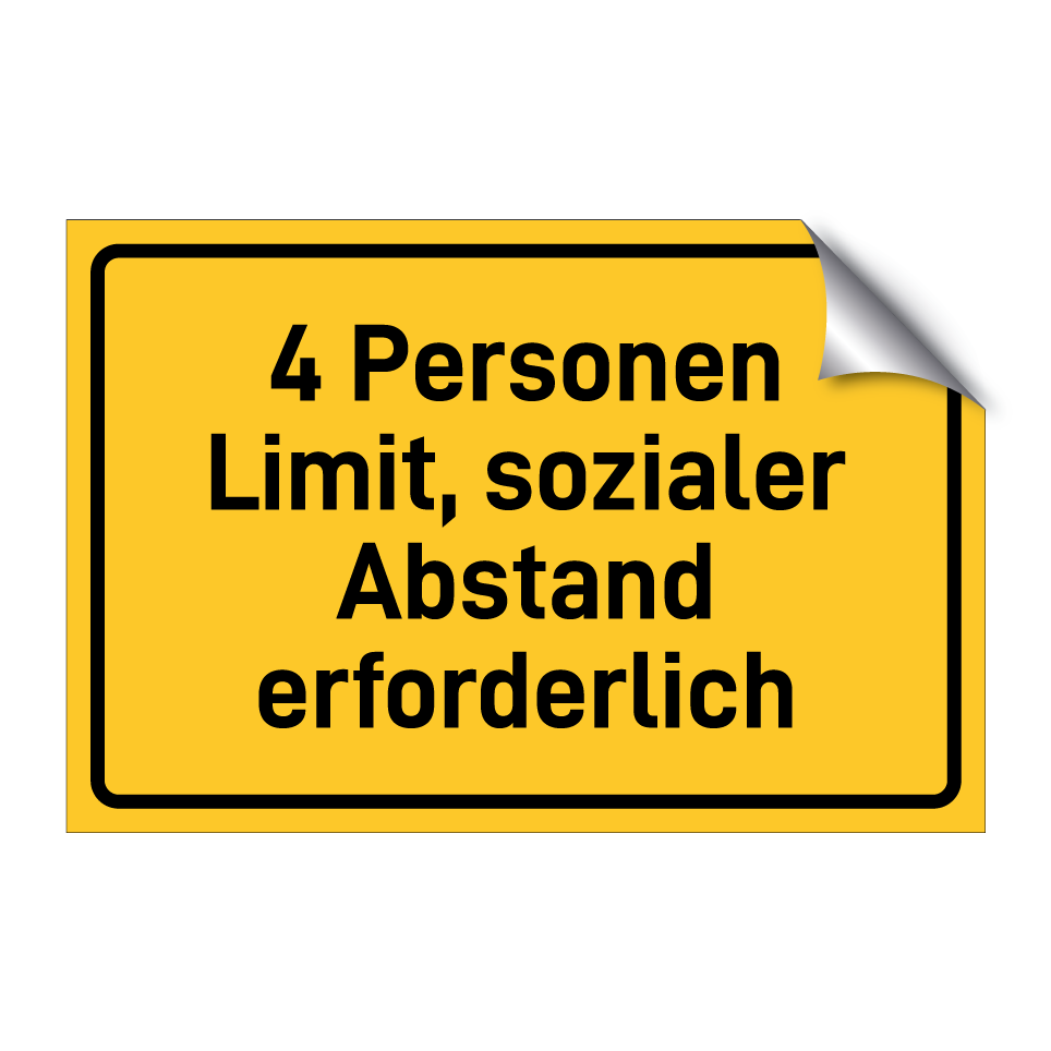 4 Personen Limit, sozialer Abstand erforderlich