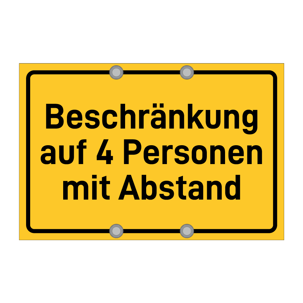 Beschränkung auf 4 Personen mit Abstand