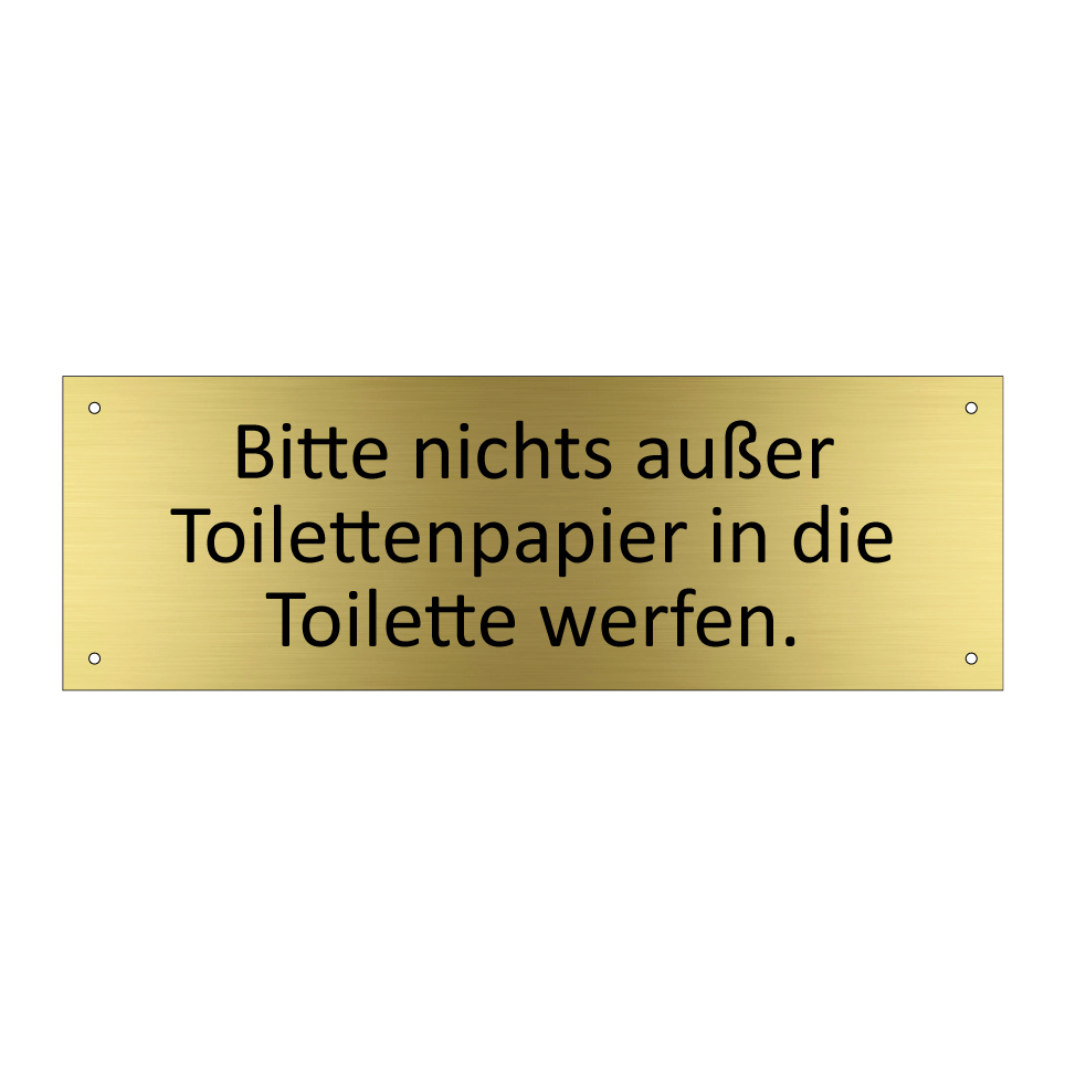 Bitte nichts außer Toilettenpapier in die Toilette werfen.