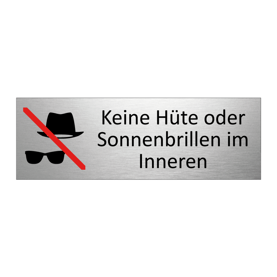 Keine Hüte oder Sonnenbrillen im Inneren