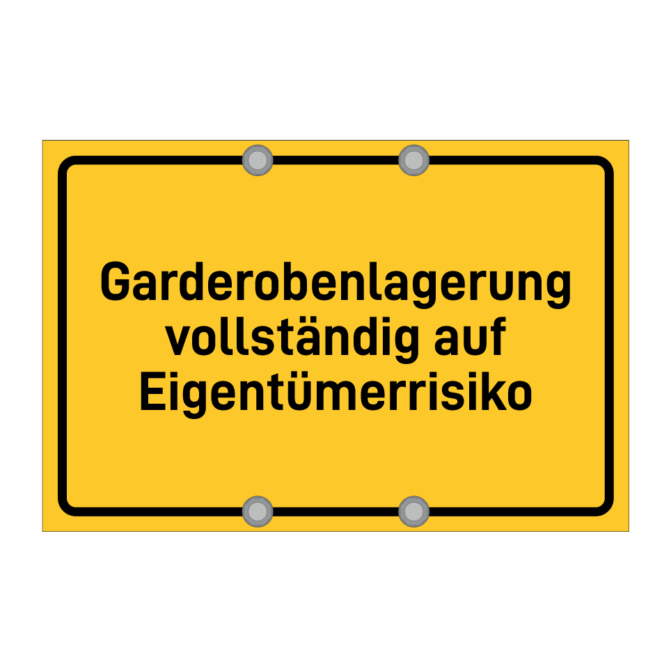 Garderobenlagerung vollständig auf Eigentümerrisiko