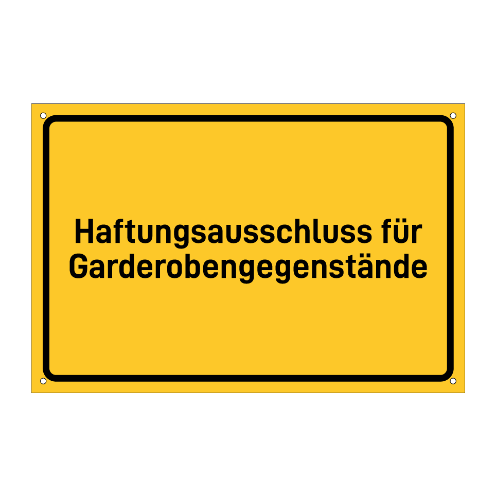 Haftungsausschluss für Garderobengegenstände