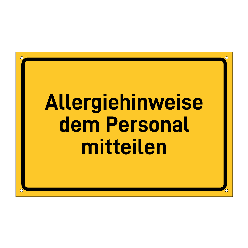 Allergiehinweise dem Personal mitteilen