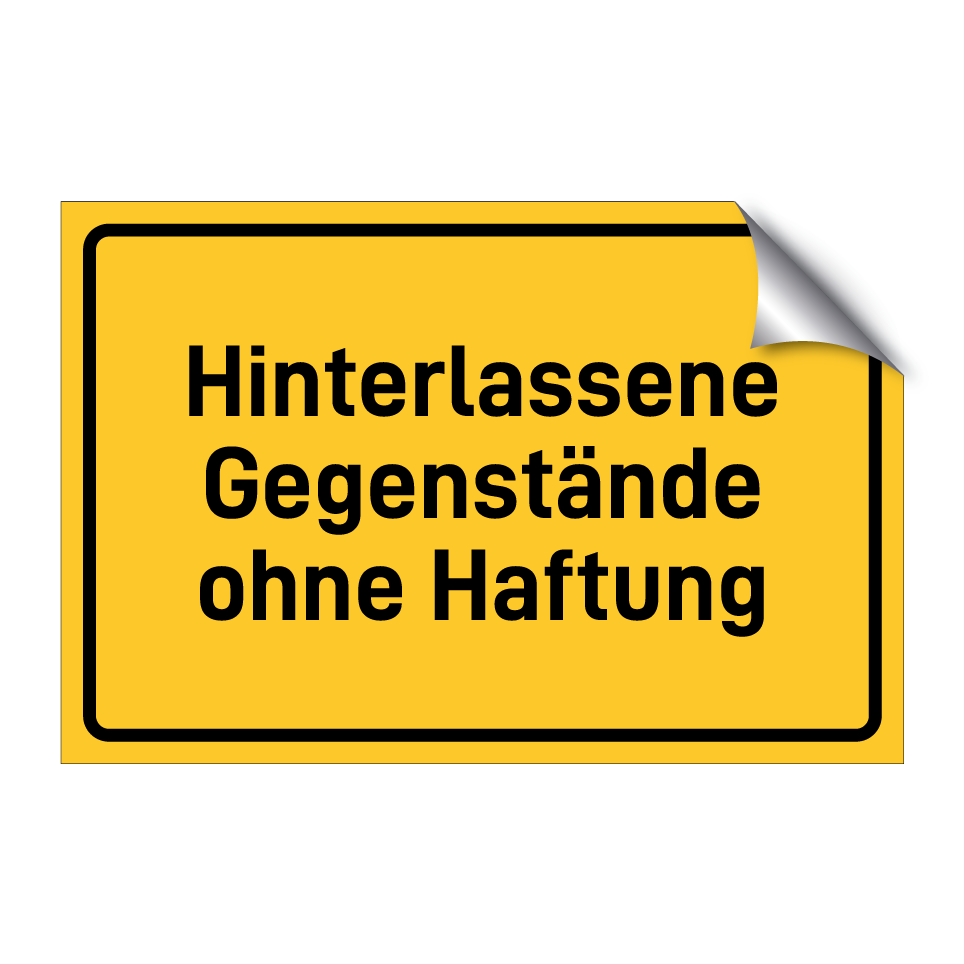 Hinterlassene Gegenstände ohne Haftung
