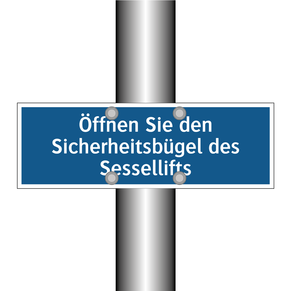 Öffnen Sie den Sicherheitsbügel des Sessellifts