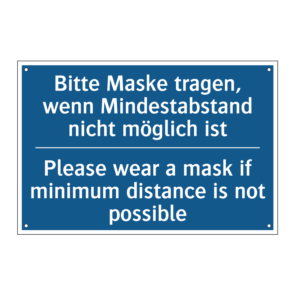 Bitte Maske tragen, wenn Mindestabstand /.../ - Please wear a mask if minimum /.../