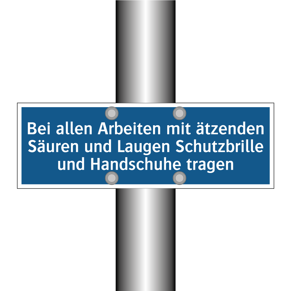 Bei allen Arbeiten mit ätzenden Säuren und Laugen Schutzbrille und Handschuhe tragen