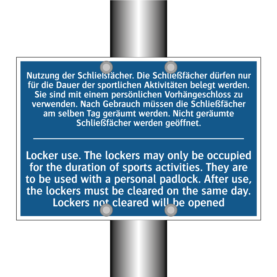 Nutzung der Schließfächer. Die /.../ - Locker use. The lockers may only /.../