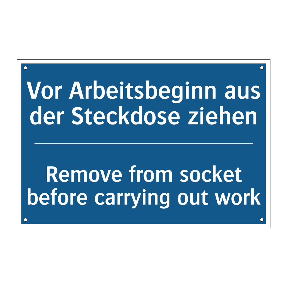 Vor Arbeitsbeginn aus der Steckdose /.../ - Remove from socket before carrying /.../