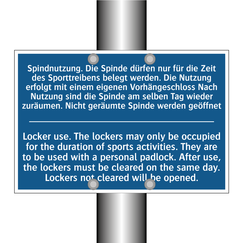 Spindnutzung. Die Spinde dürfen /.../ - Locker use. The lockers may only /.../