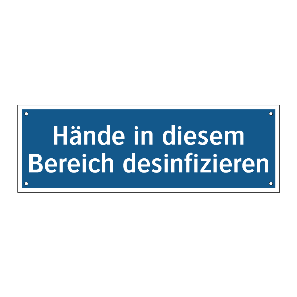 Hände in diesem Bereich desinfizieren