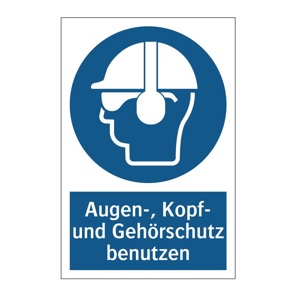 Augen-, Kopf- und Gehörschutz benutzen