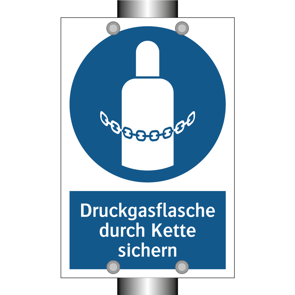 Druckgasflasche durch Kette sichern