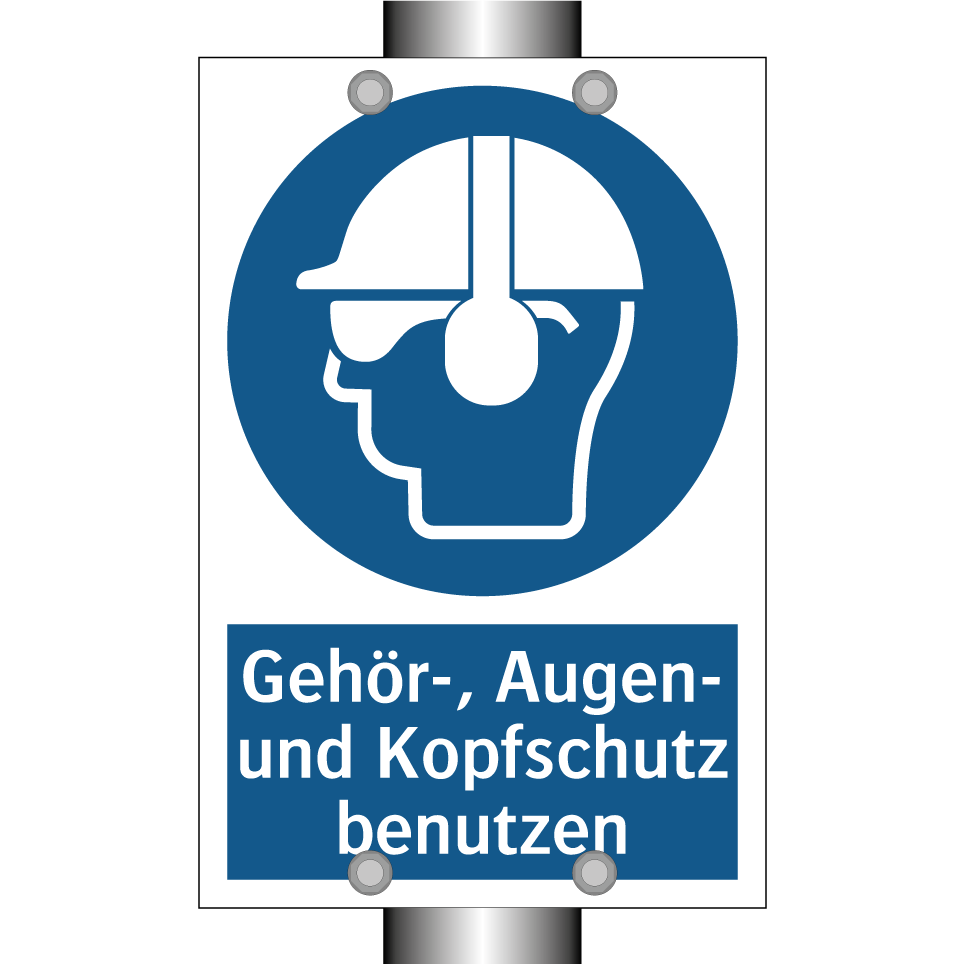 Gehör-, Augen- und Kopfschutz benutzen