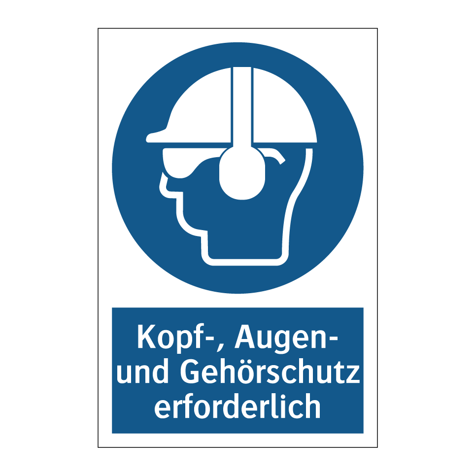 Kopf-, Augen- und Gehörschutz erforderlich