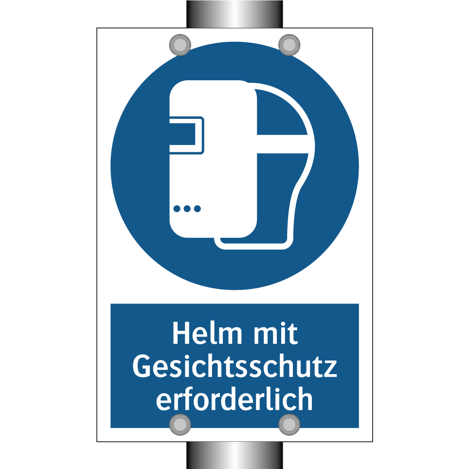 Helm mit Gesichtsschutz erforderlich
