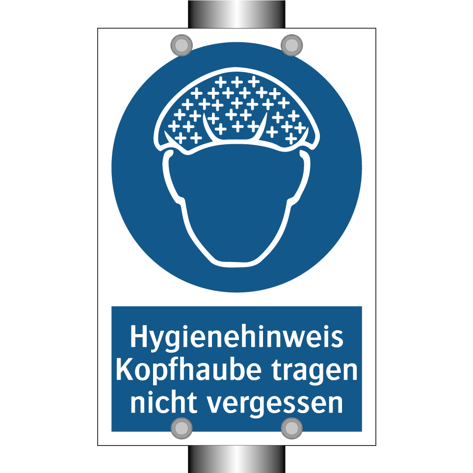 Hygienehinweis Kopfhaube tragen nicht vergessen