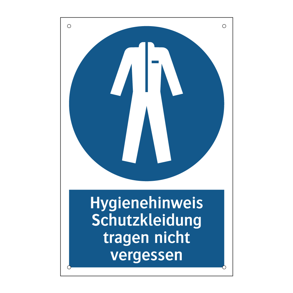 Hygienehinweis Schutzkleidung tragen nicht vergessen