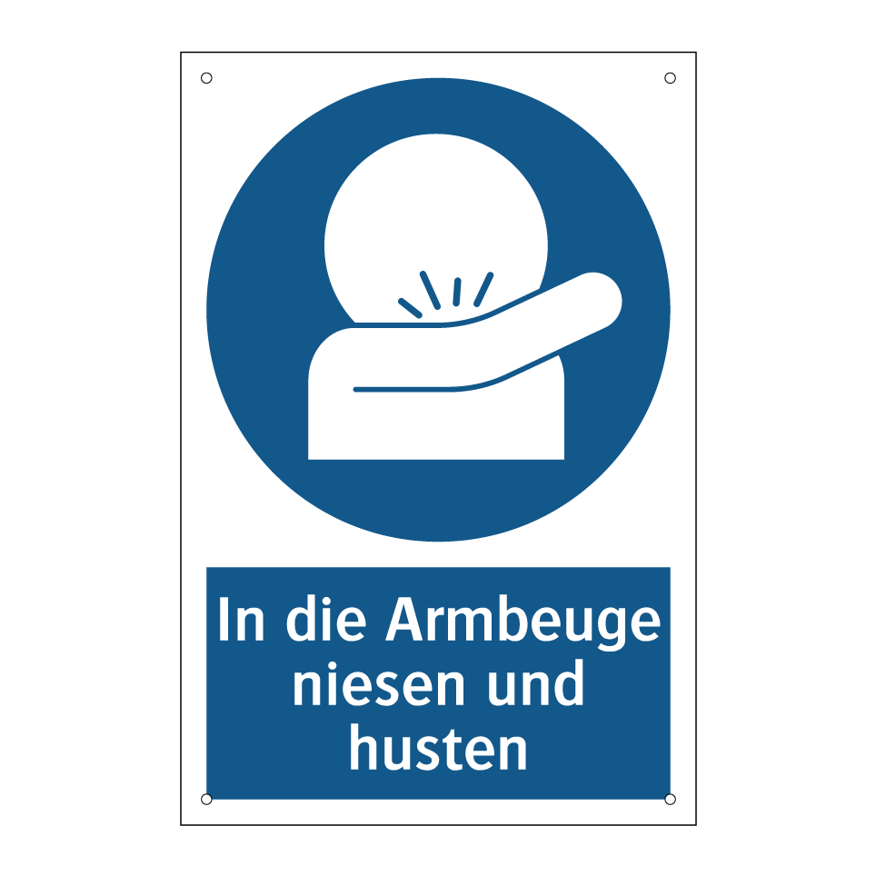 In die Armbeuge niesen und husten