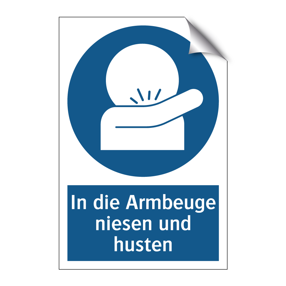 In die Armbeuge niesen und husten