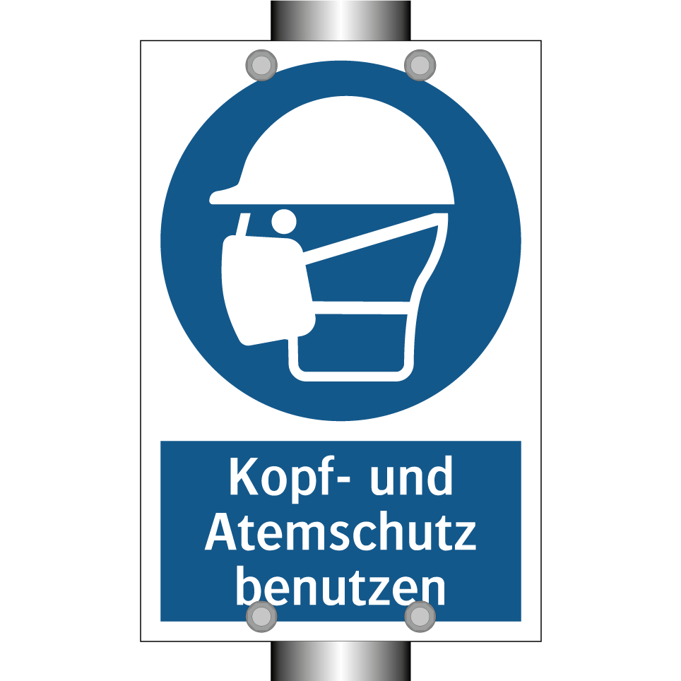 Kopf- und Atemschutz benutzen