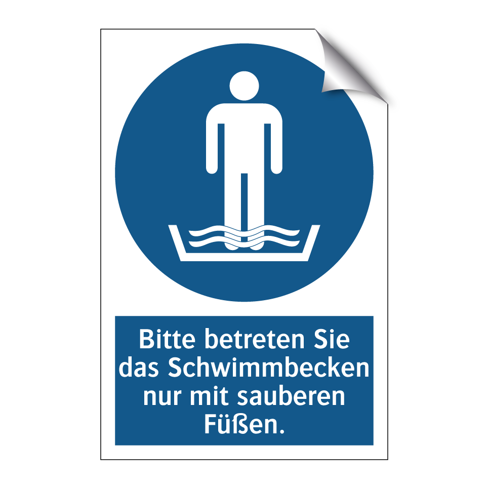 Bitte betreten Sie das Schwimmbecken nur mit sauberen Füßen.