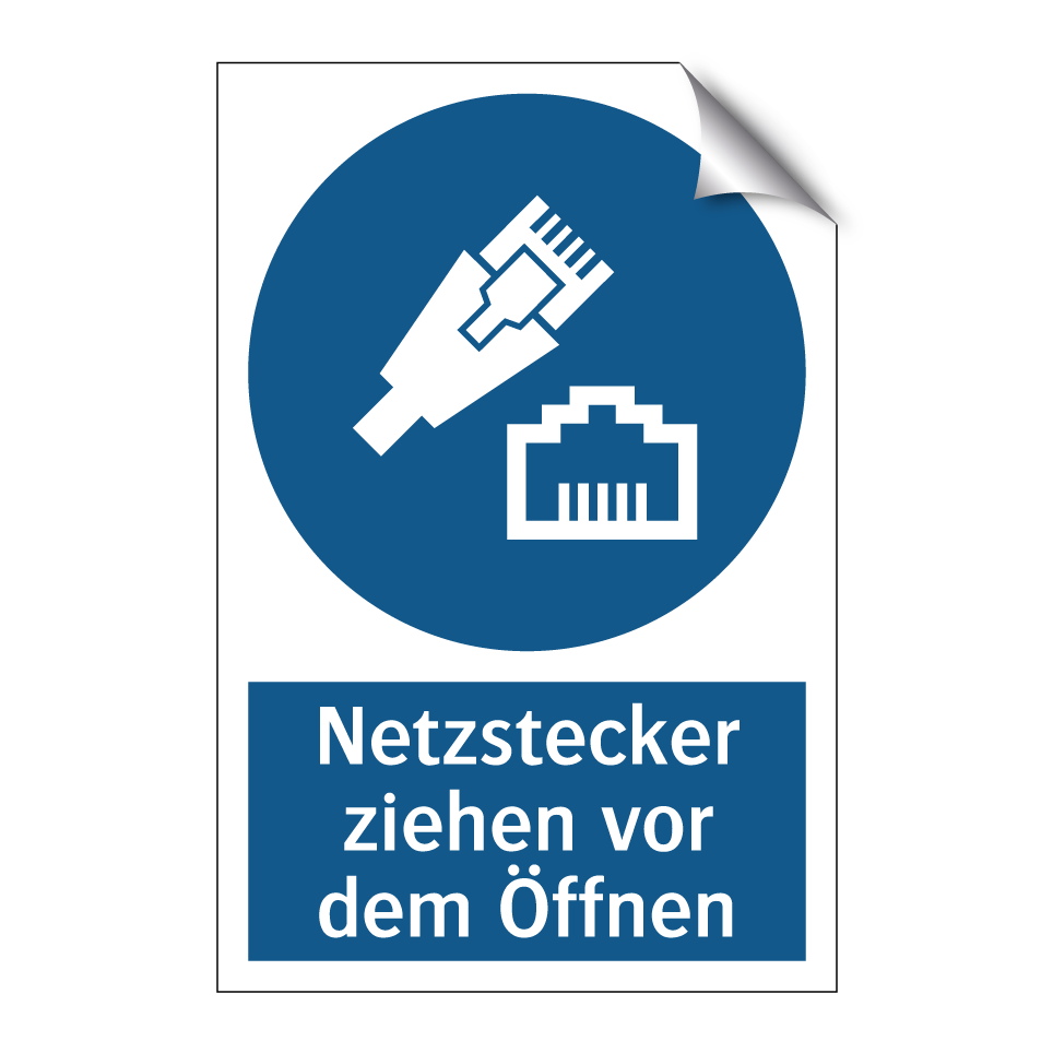 Netzstecker ziehen vor dem Öffnen