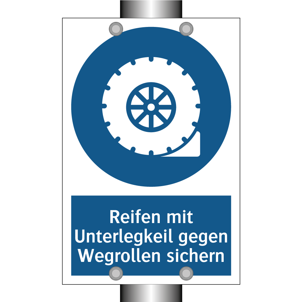 Reifen mit Unterlegkeil gegen Wegrollen sichern