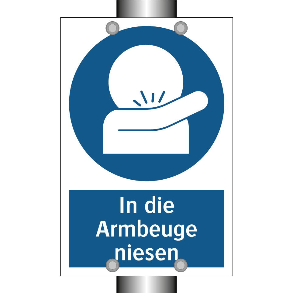 In die Armbeuge niesen