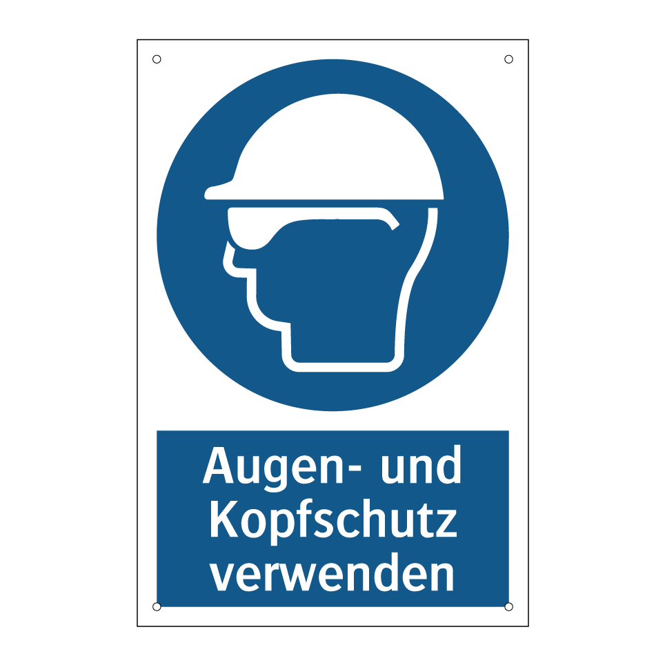 Augen- und Kopfschutz verwenden