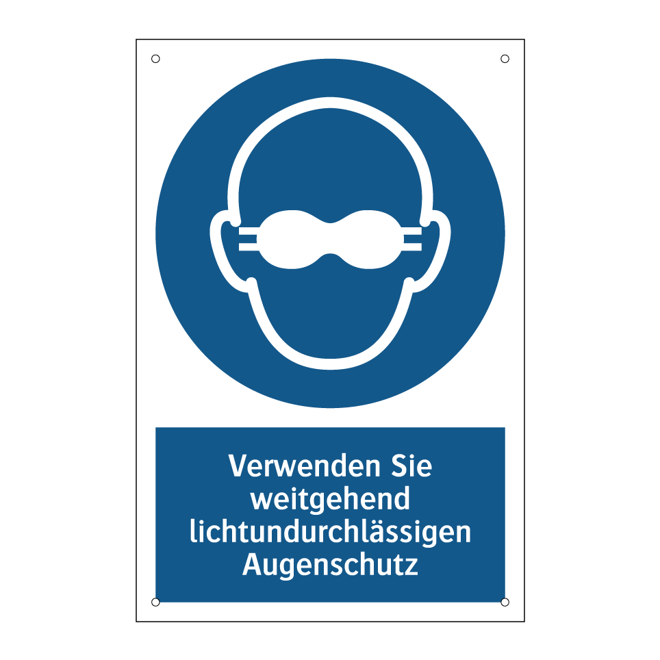 Verwenden Sie weitgehend lichtundurchlässigen Augenschutz