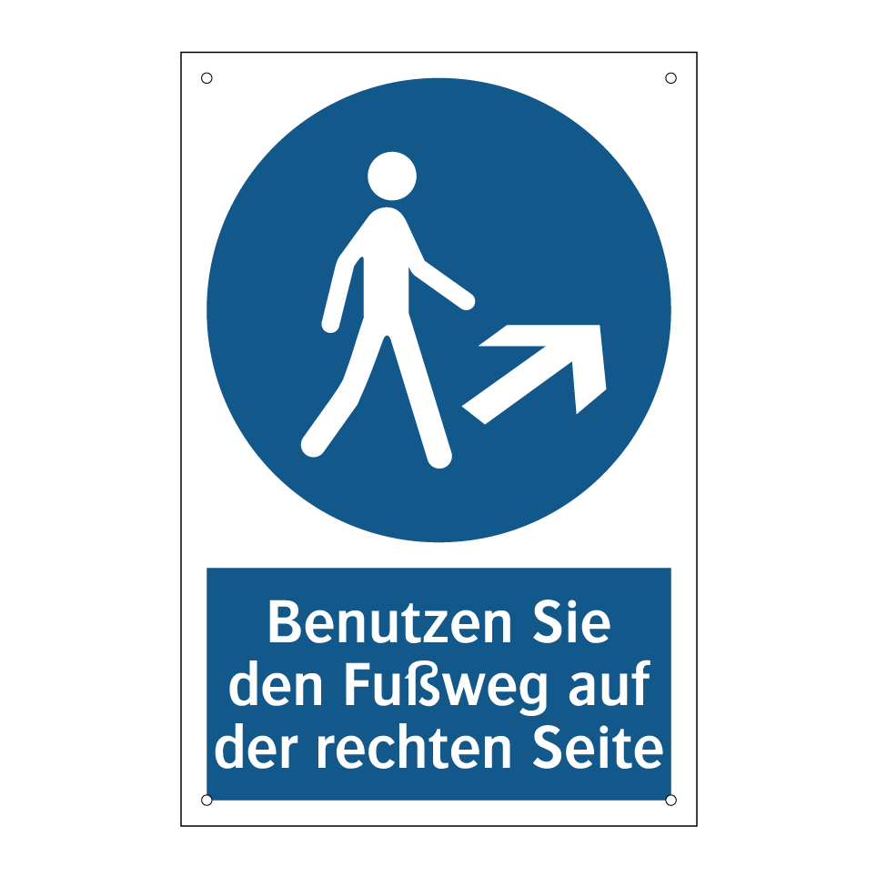 Benutzen Sie den Fußweg auf der rechten Seite