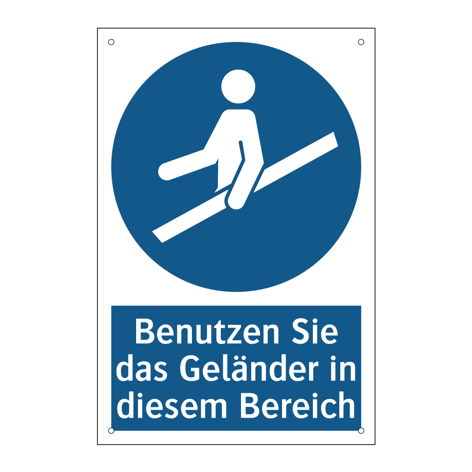 Benutzen Sie das Geländer in diesem Bereich
