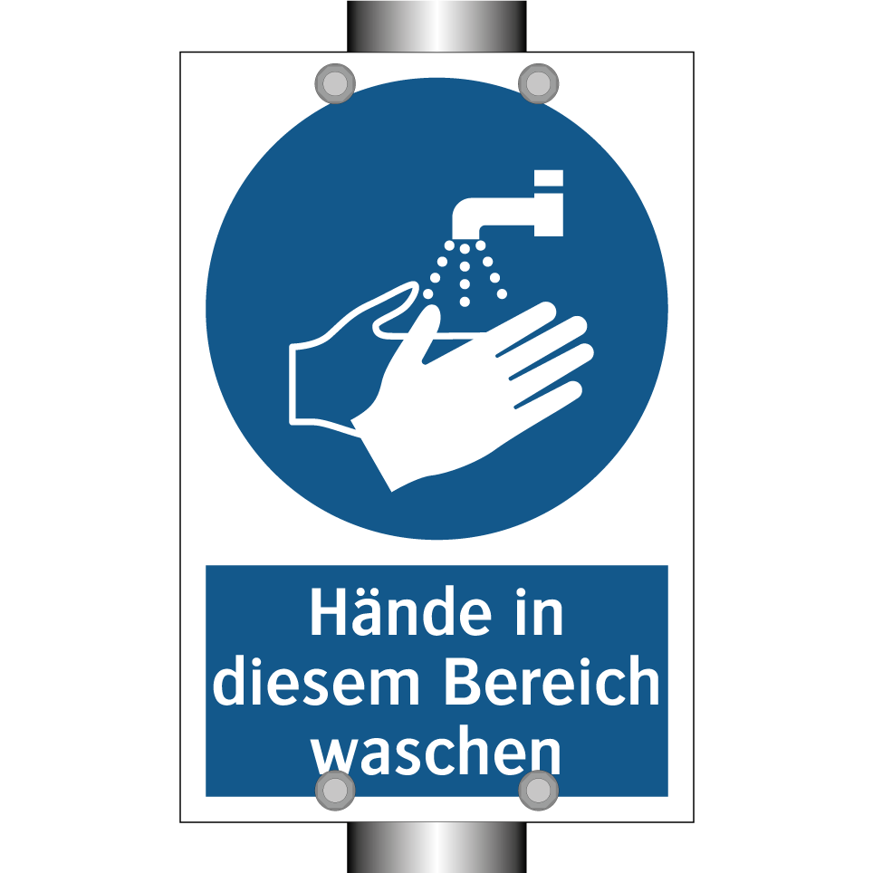 Hände in diesem Bereich waschen