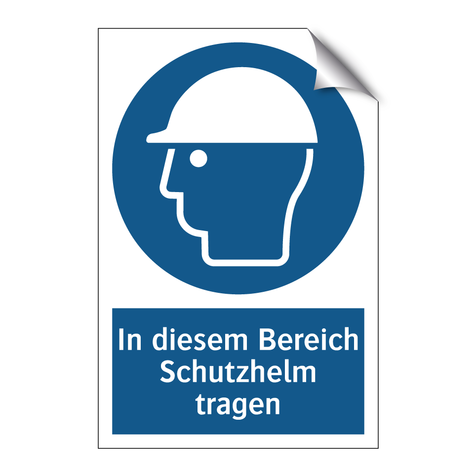 In diesem Bereich Schutzhelm tragen