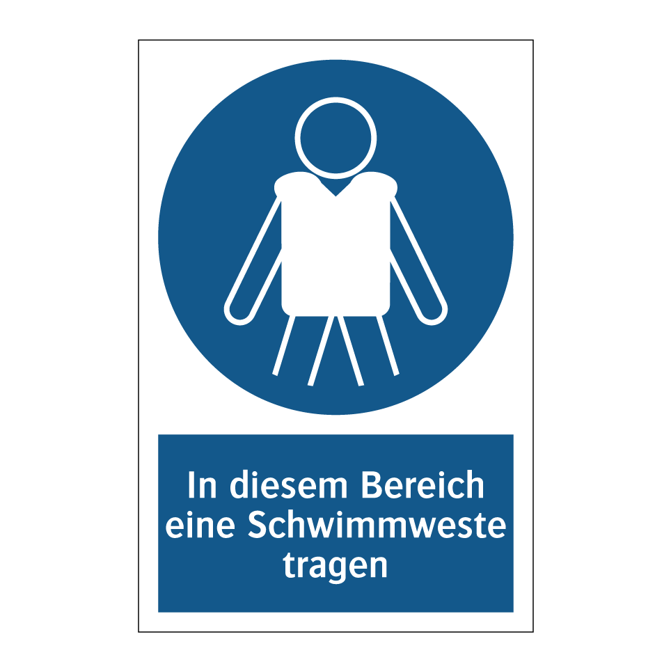 In diesem Bereich eine Schwimmweste tragen