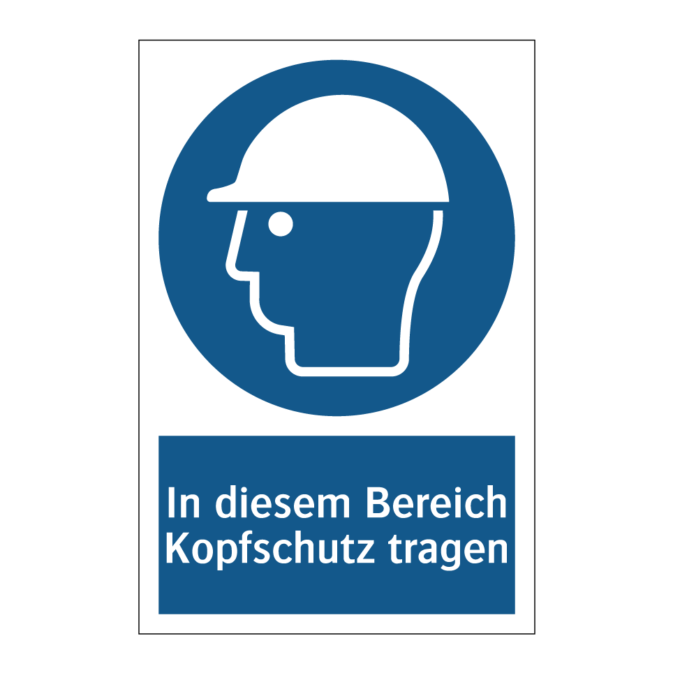 In diesem Bereich Kopfschutz tragen