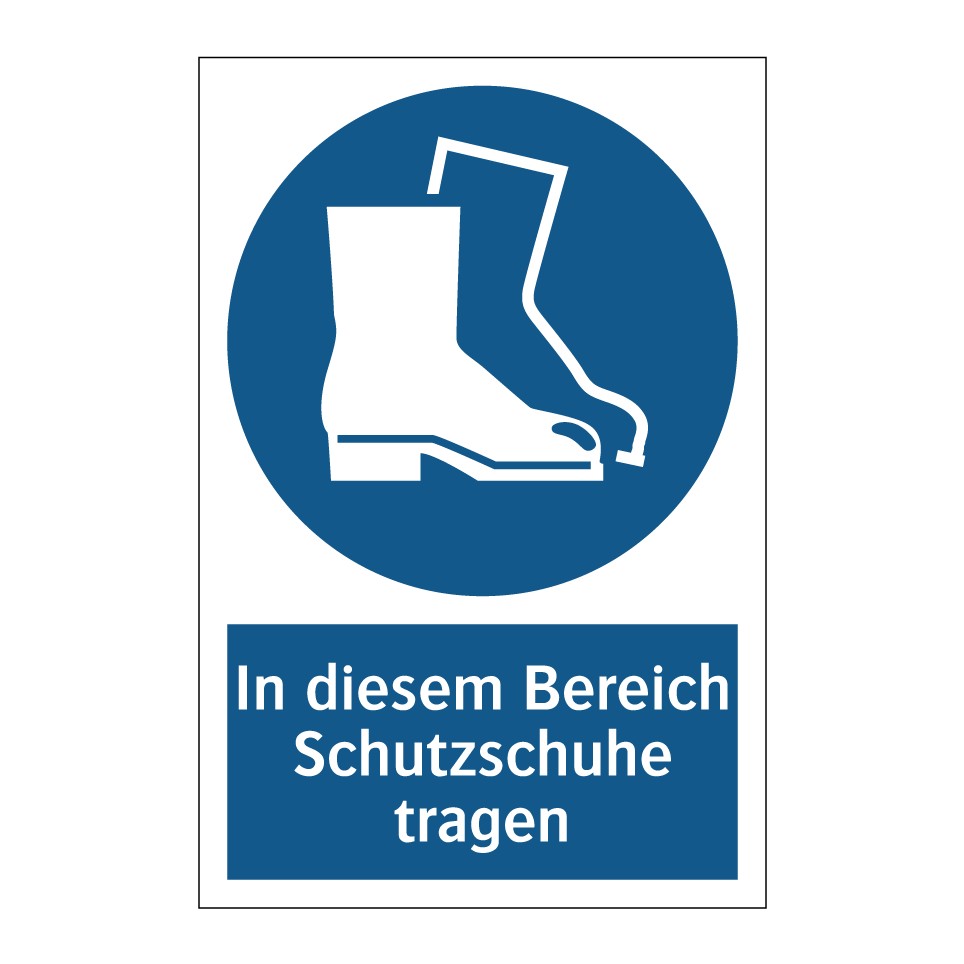 In diesem Bereich Schutzschuhe tragen