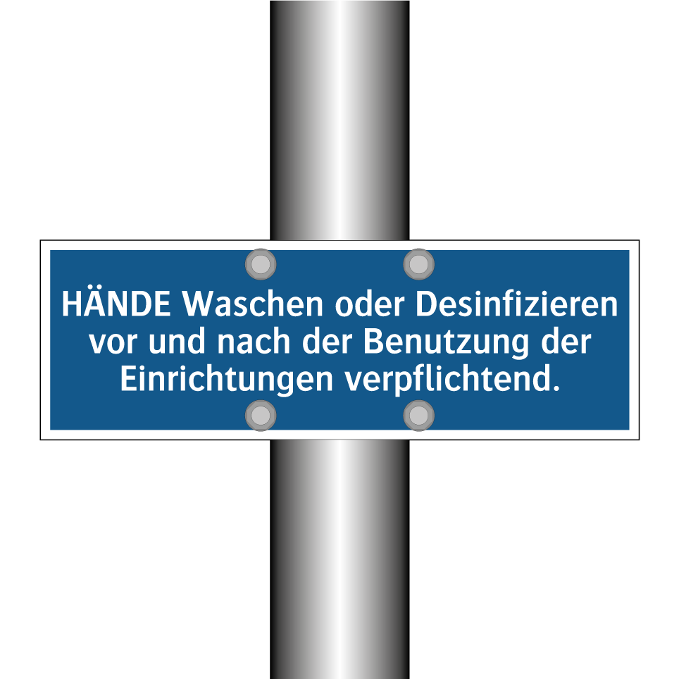HÄNDE Waschen oder Desinfizieren vor und nach der Benutzung der Einrichtungen verpflichtend.