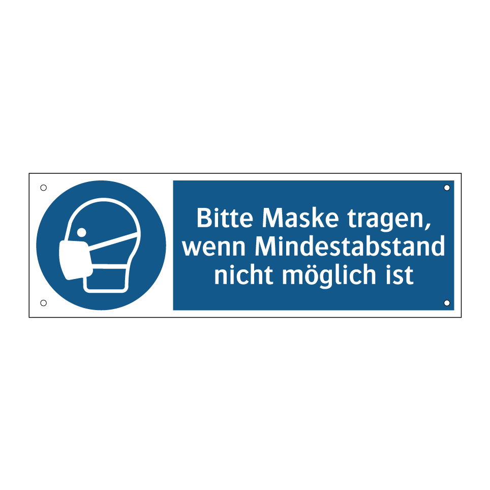 Bitte Maske tragen, wenn Mindestabstand nicht möglich ist