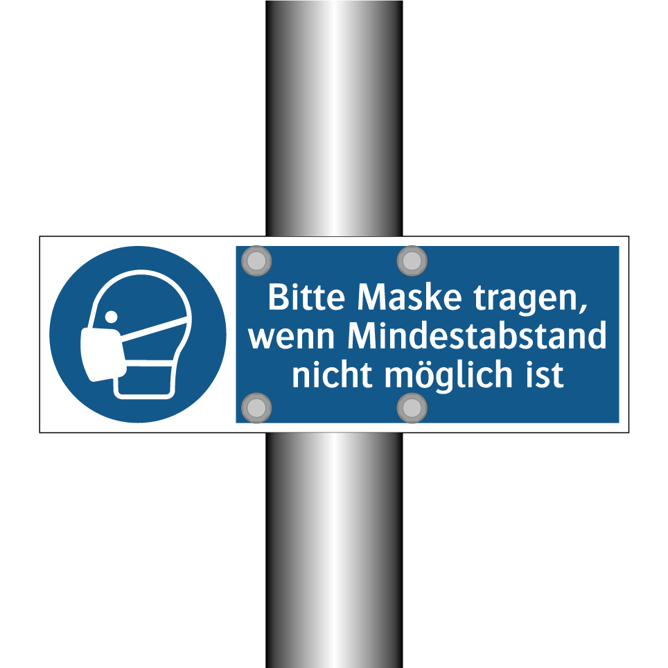 Bitte Maske tragen, wenn Mindestabstand nicht möglich ist