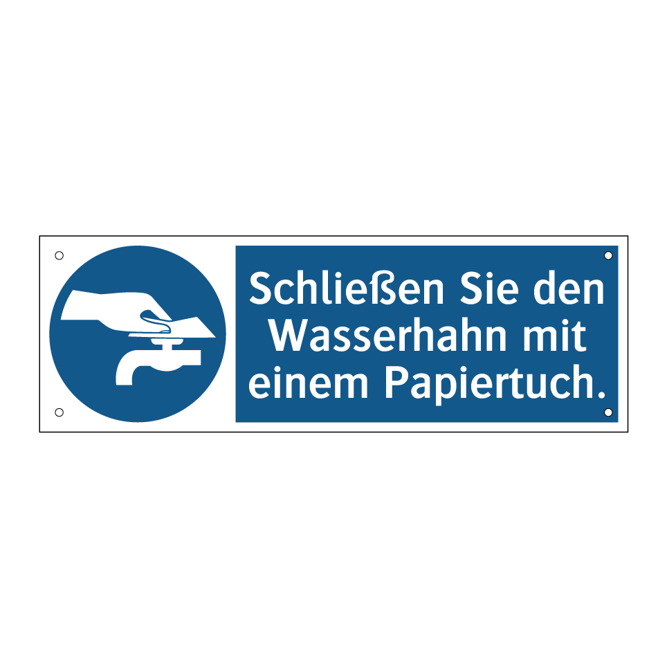 Schließen Sie den Wasserhahn mit einem Papiertuch.