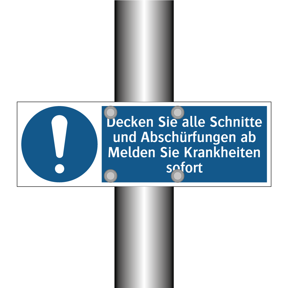 Decken Sie alle Schnitte und Abschürfungen ab Melden Sie Krankheiten sofort