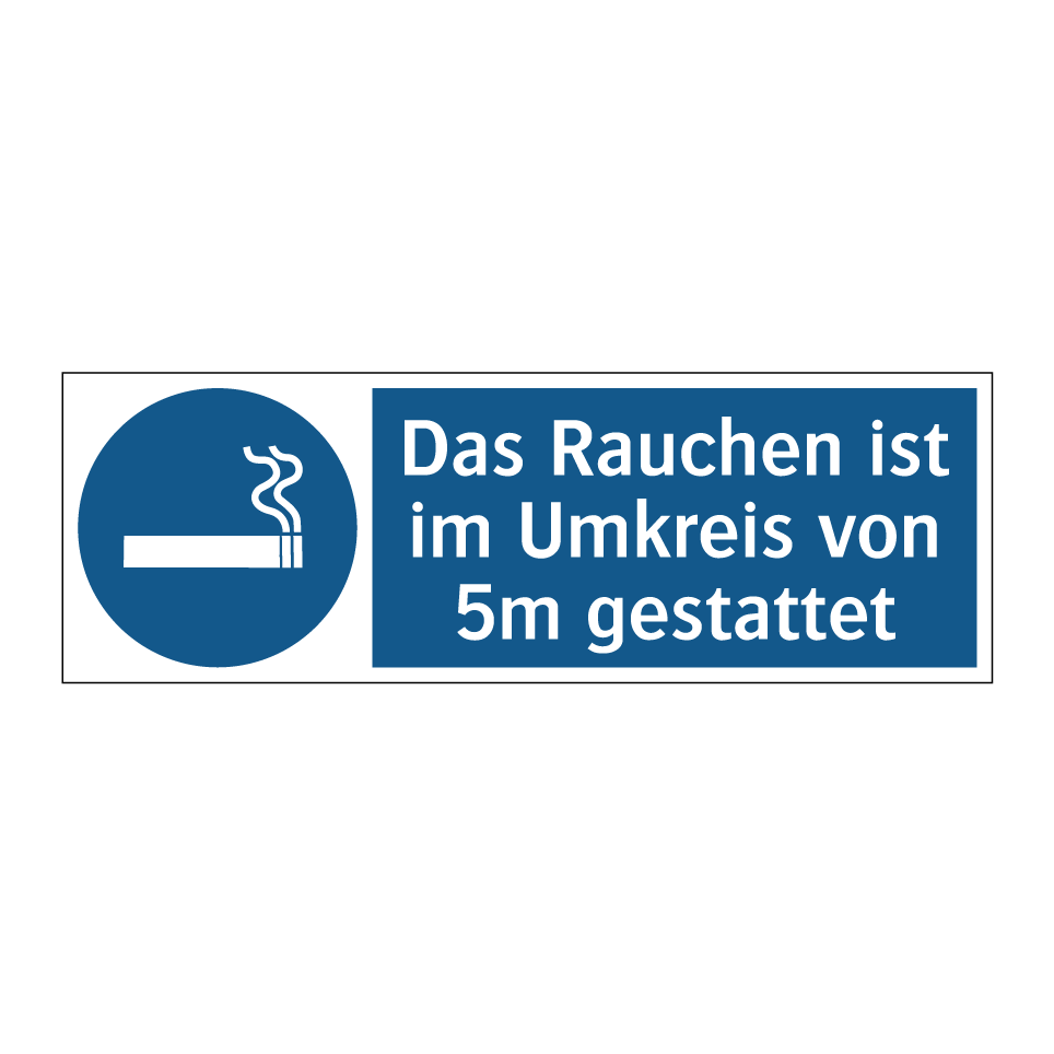 Das Rauchen ist im Umkreis von 5m gestattet