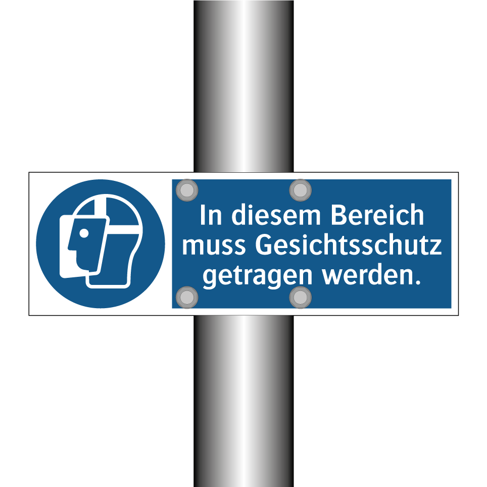 In diesem Bereich muss Gesichtsschutz getragen werden.