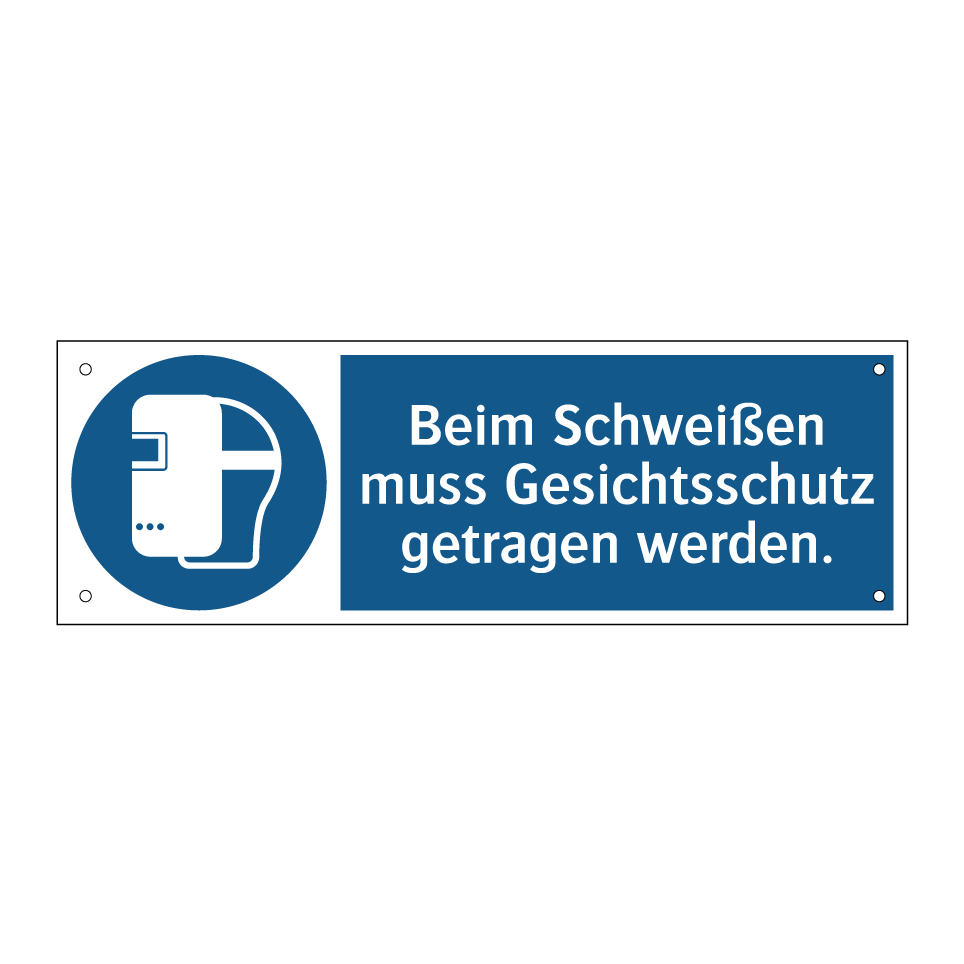 Beim Schweißen muss Gesichtsschutz getragen werden.