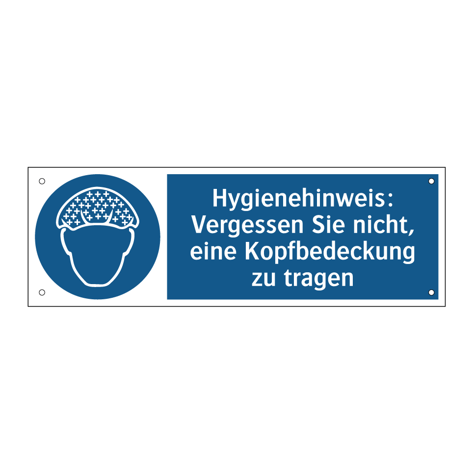 Hygienehinweis: Vergessen Sie nicht, eine Kopfbedeckung zu tragen