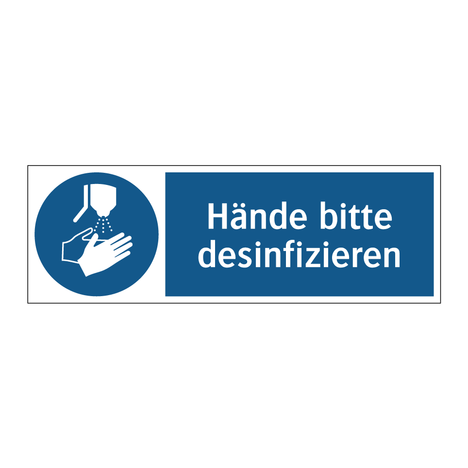 Hände bitte desinfizieren